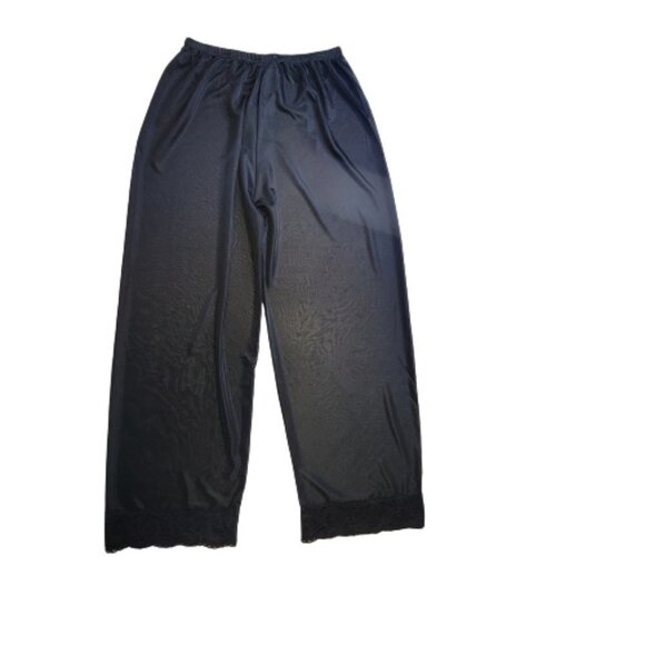 Sheer Black Pants Elastic Waist Wide Leg Long Black Pants - Size S, M - Picture 3 of 11